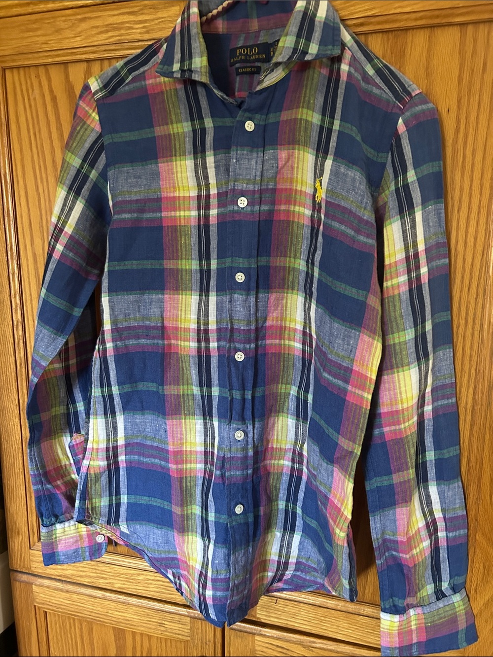 Polo by Ralph Lauren Navy Multicolor Plaid Cotton Button-Down Shirt